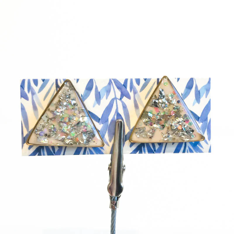 Large Resin Earrings With Vintage Glitter - Image 2