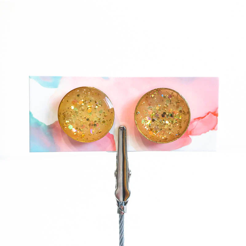 Large Resin Earrings With Vintage Glitter - Image 3