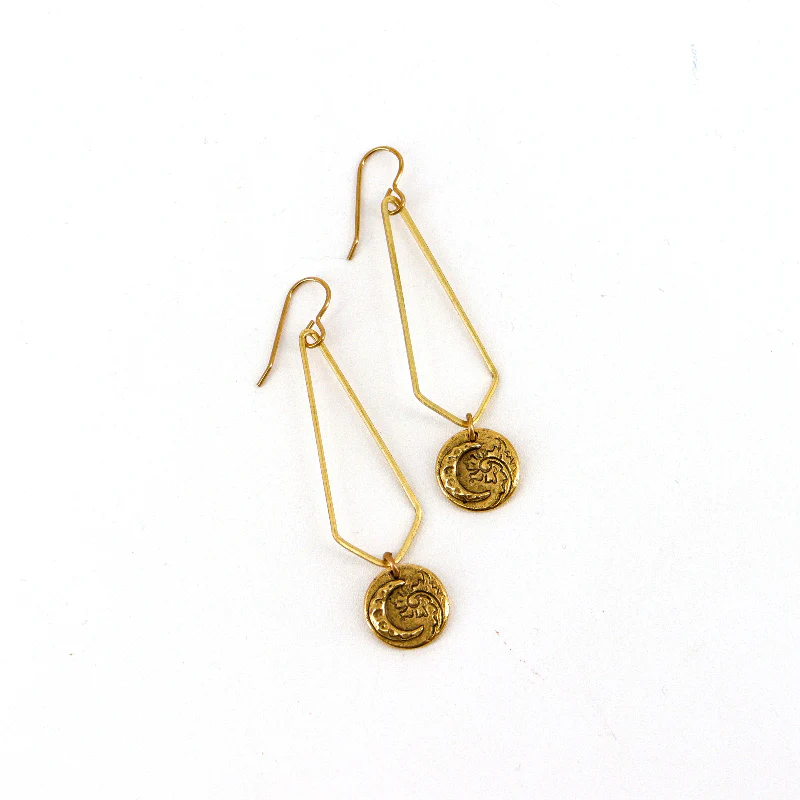 'Moon Flower'  14kt Gold Plated Moon & Flower Earrings
