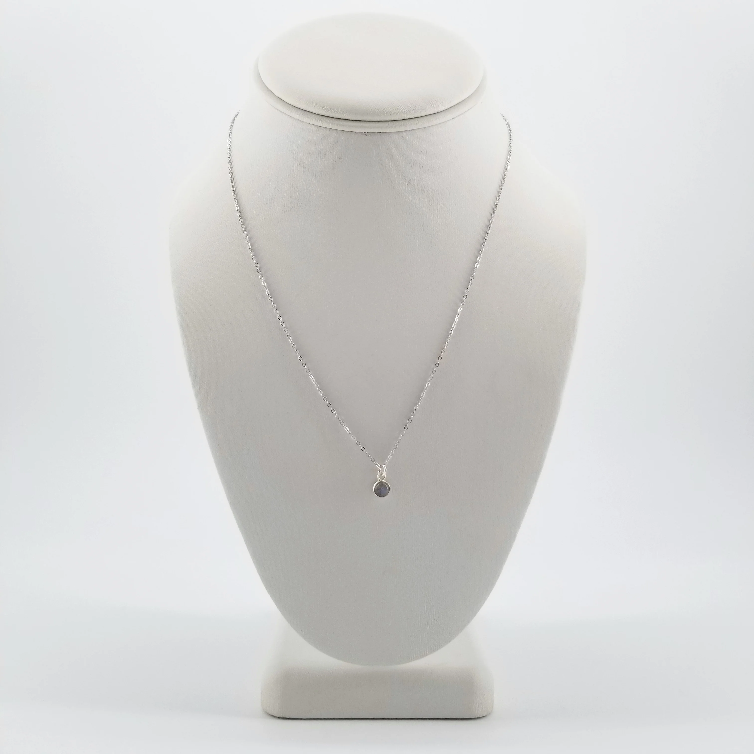 Itty Bitty Luna Moonstone, Labradorite and Garnet Charm Necklace - Image 3