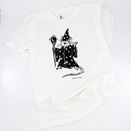 'Mouse Wizard' Hand Silkscreened Magical Creature T-Shirt