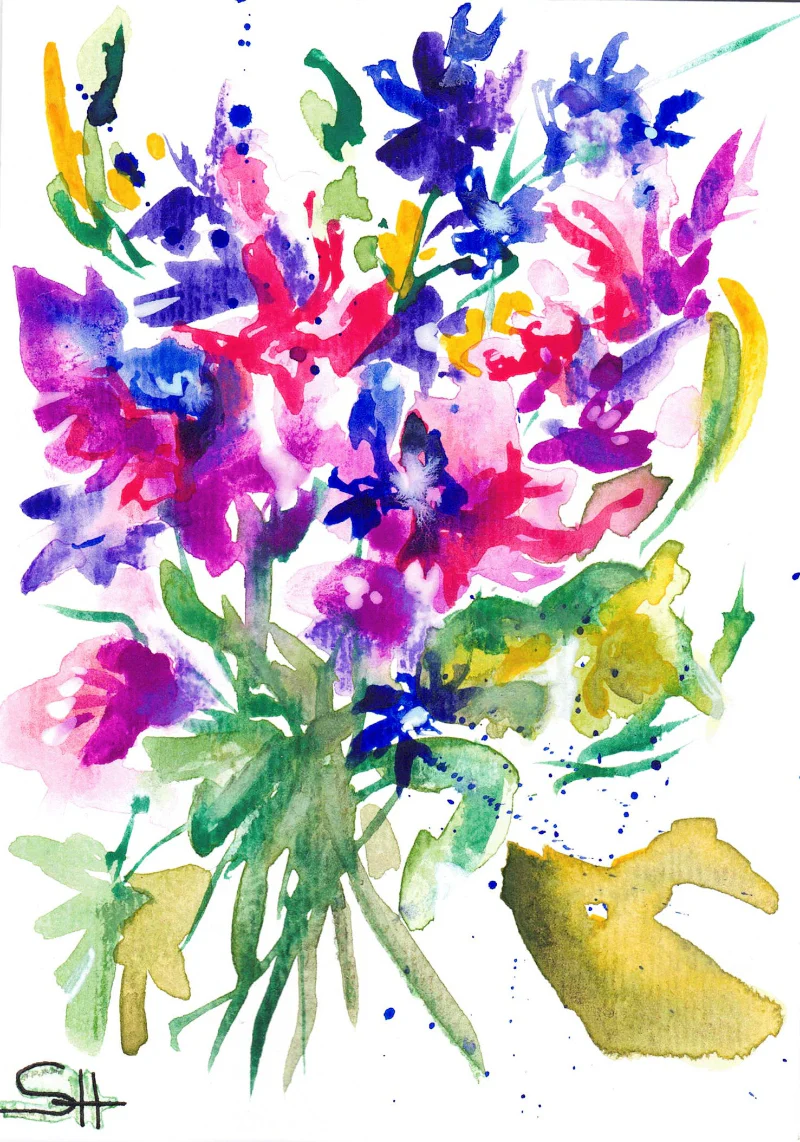 'Flower Series' 5 x 7 Original Art Cards by Sabine Hahnel - Image 3