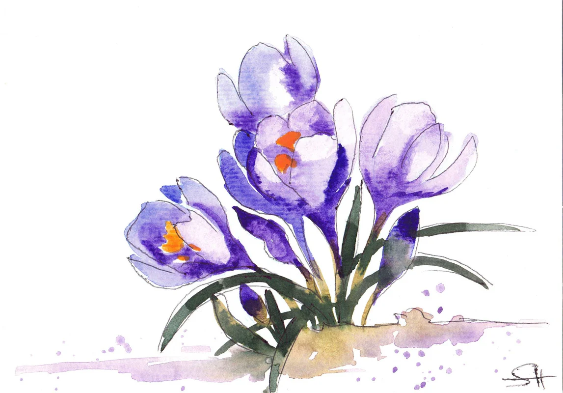 'Flower Series' 5 x 7 Original Art Cards by Sabine Hahnel - Image 4