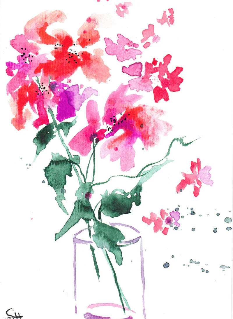'Flower Series' 5 x 7 Original Art Cards by Sabine Hahnel - Image 6