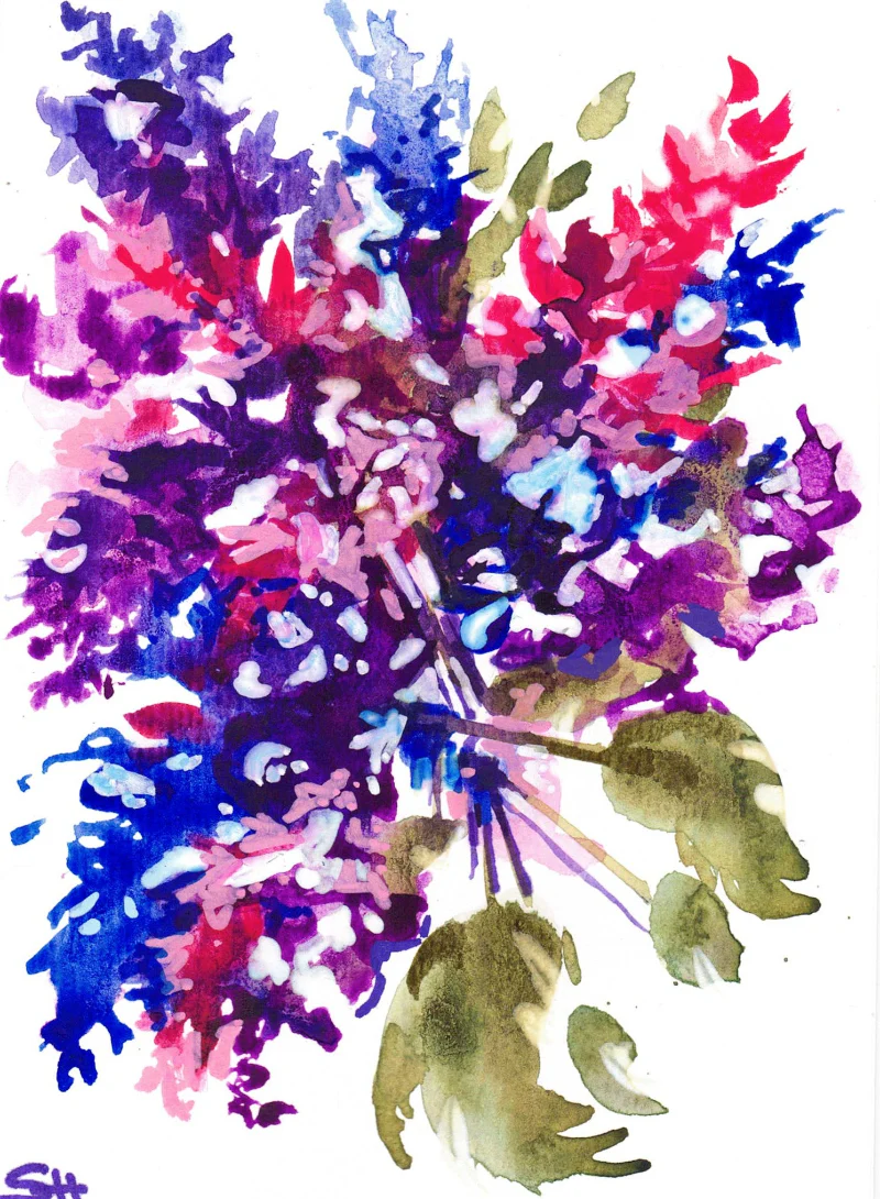 'Flower Series' 5 x 7 Original Art Cards by Sabine Hahnel - Image 7