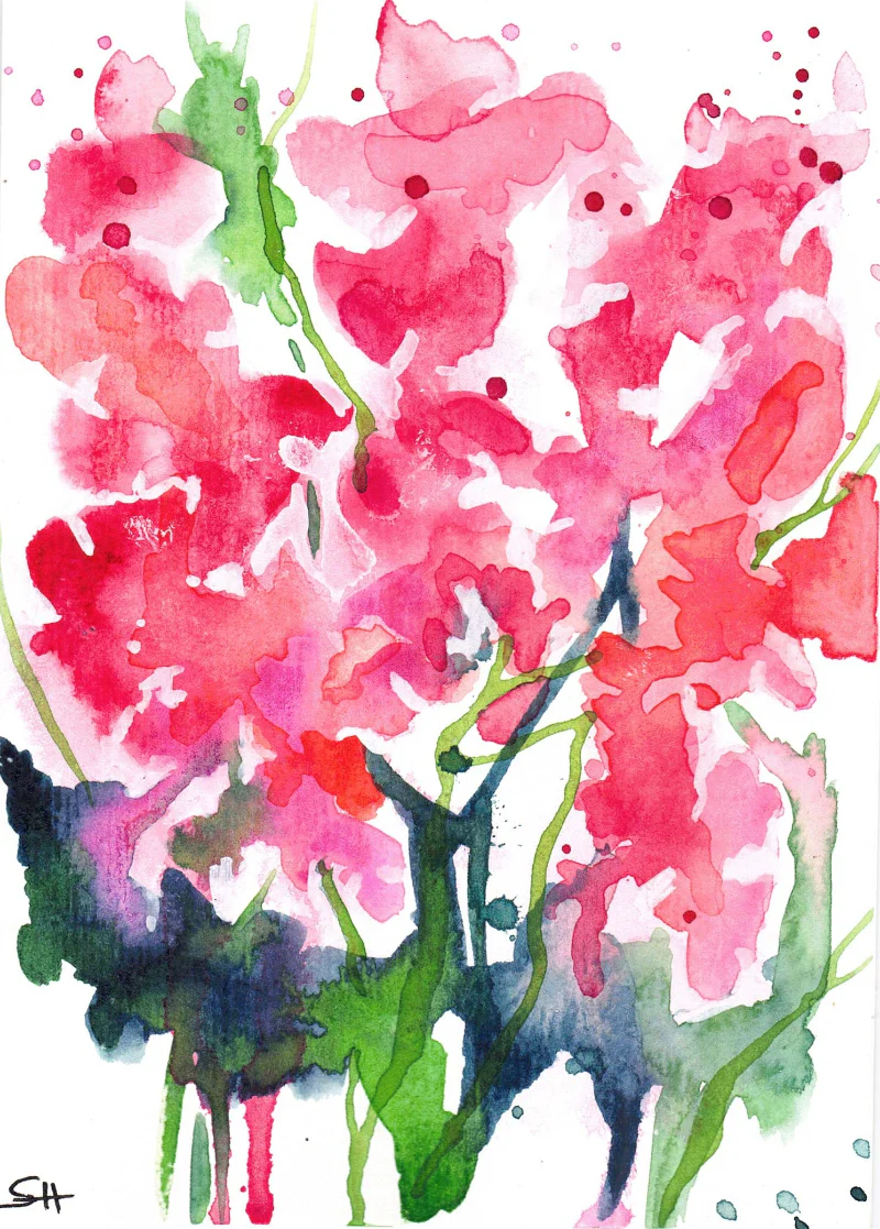 'Flower Series' 5 x 7 Original Art Cards by Sabine Hahnel - Image 8