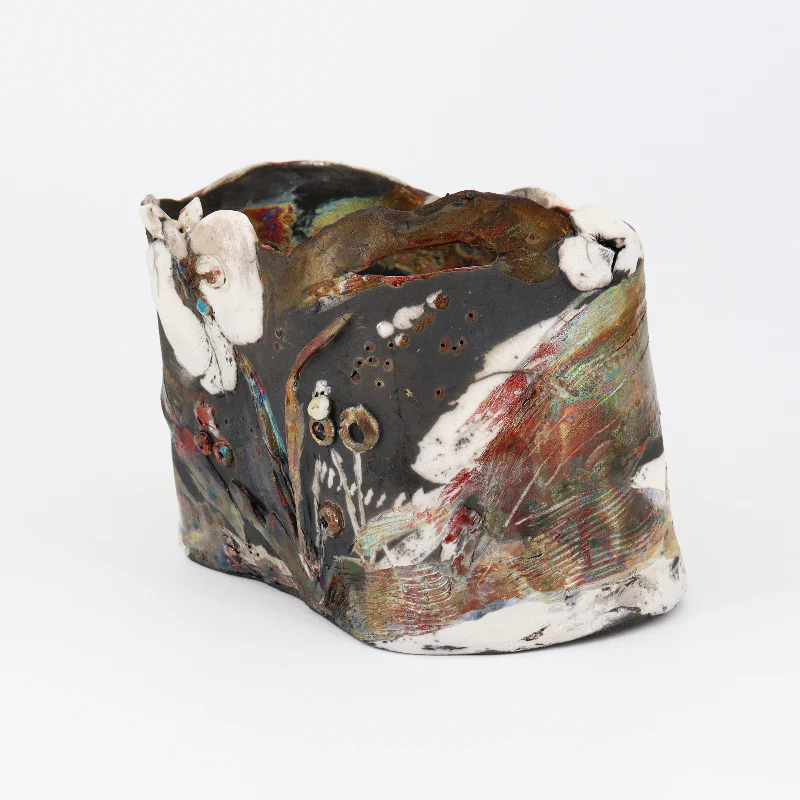 'Orchid and Snail' Sculptural Raku Vessel - Image 4