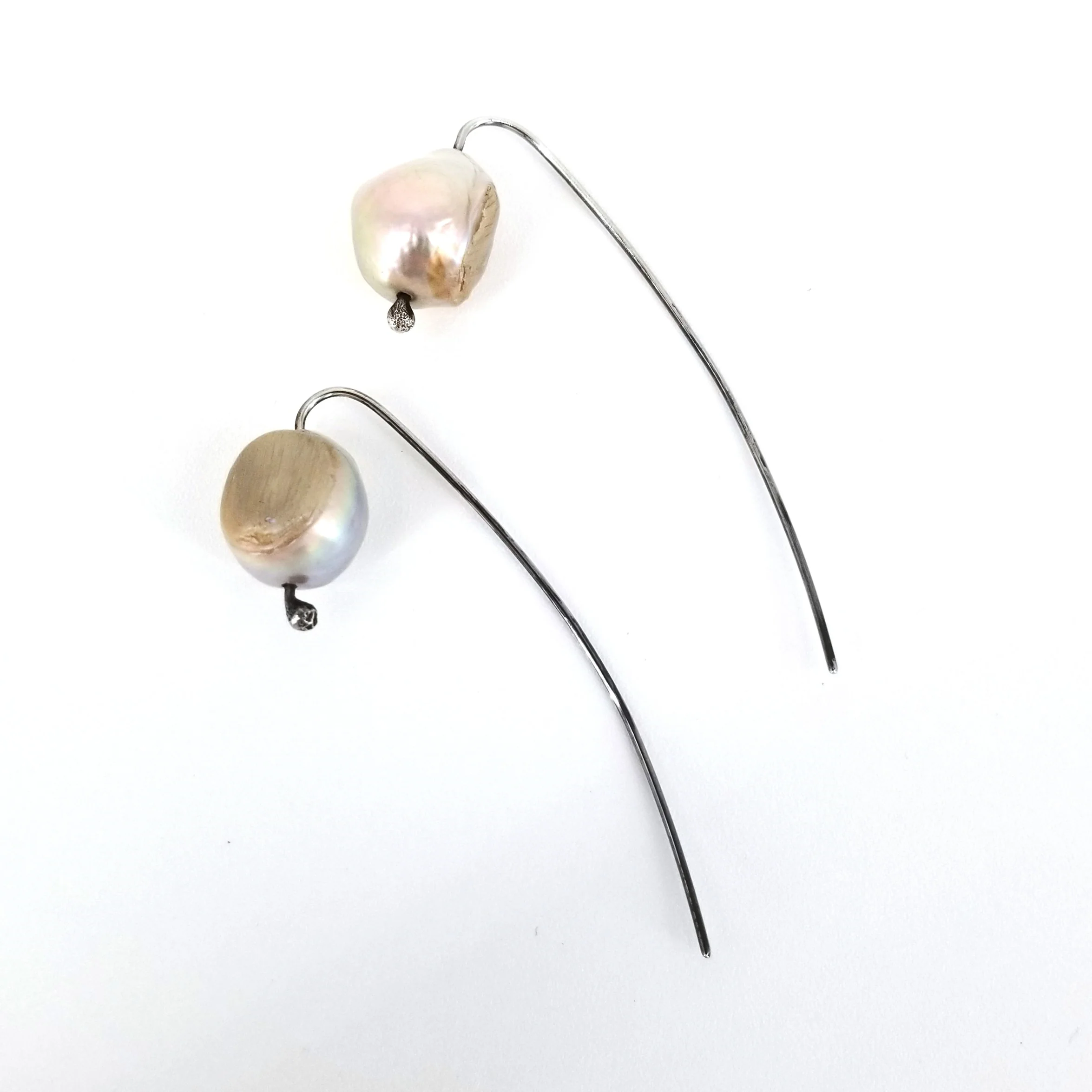 'The Pearl' Irregular Shaped Freshwater Pearl Earrings - Image 2