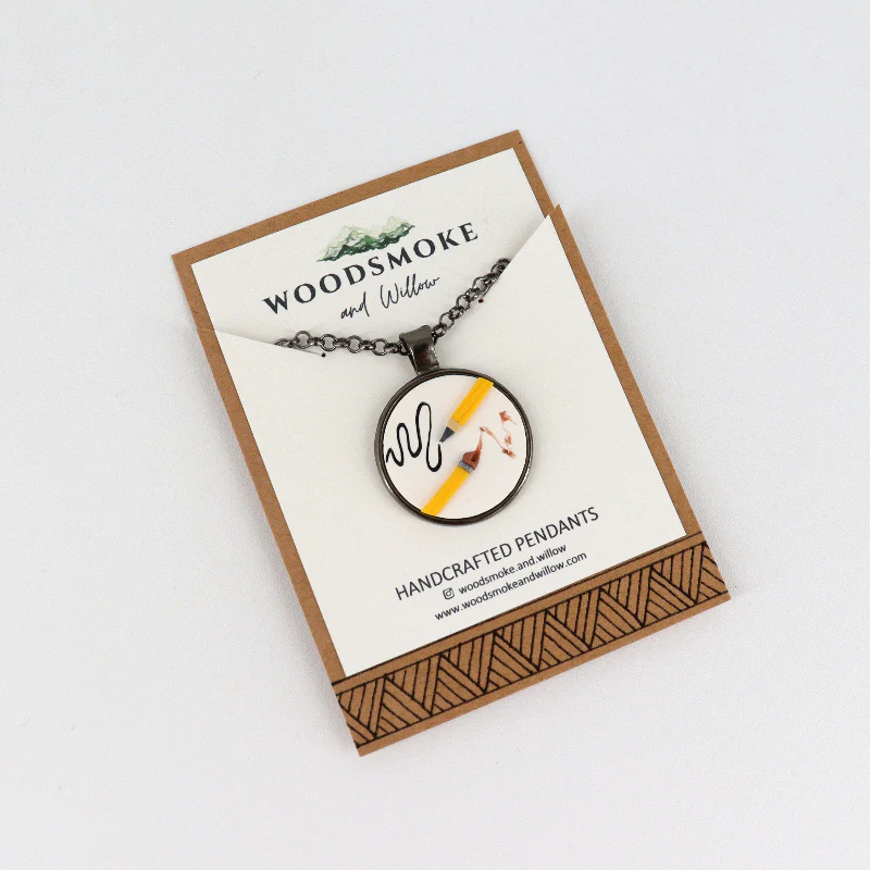 Pencil Drawing Pendant Necklace
