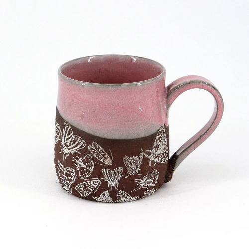 Pink & Brown Line Drawing Mugs - Image 3