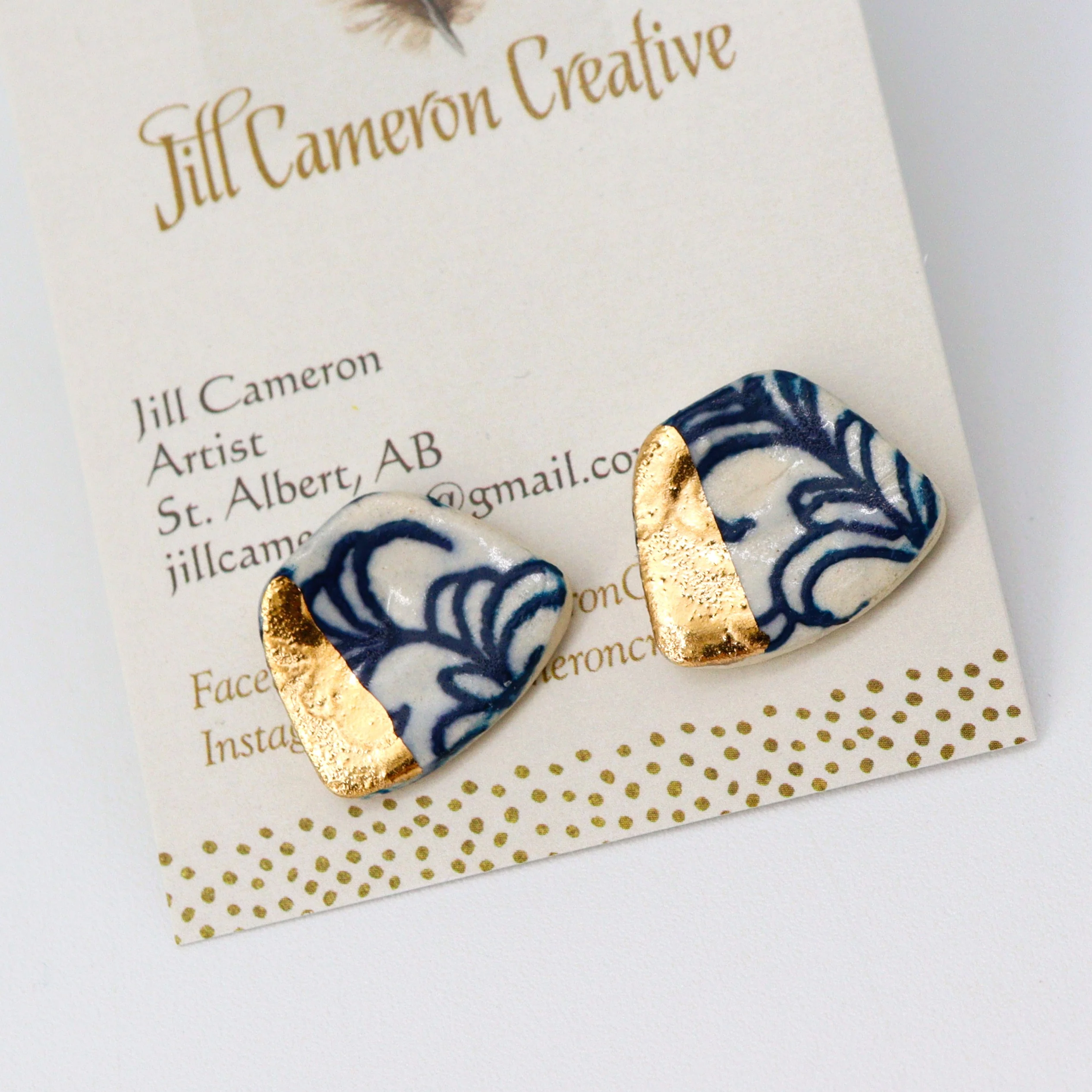 Porcelain Earrings with 22K Gold Accents - Image 10