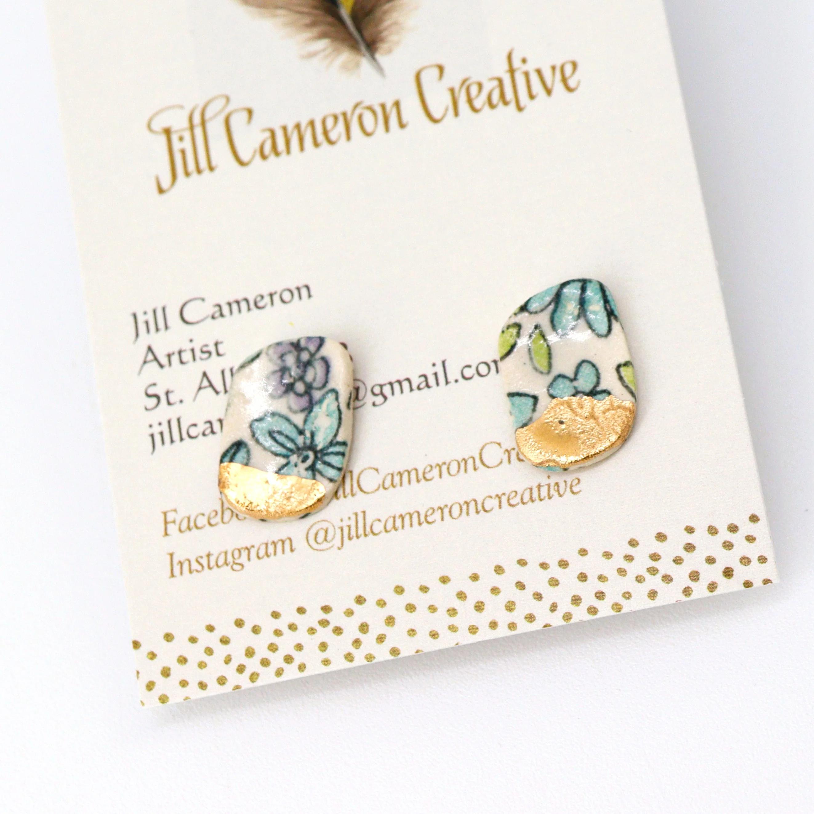 Porcelain Earrings with 22K Gold Accents - Image 11