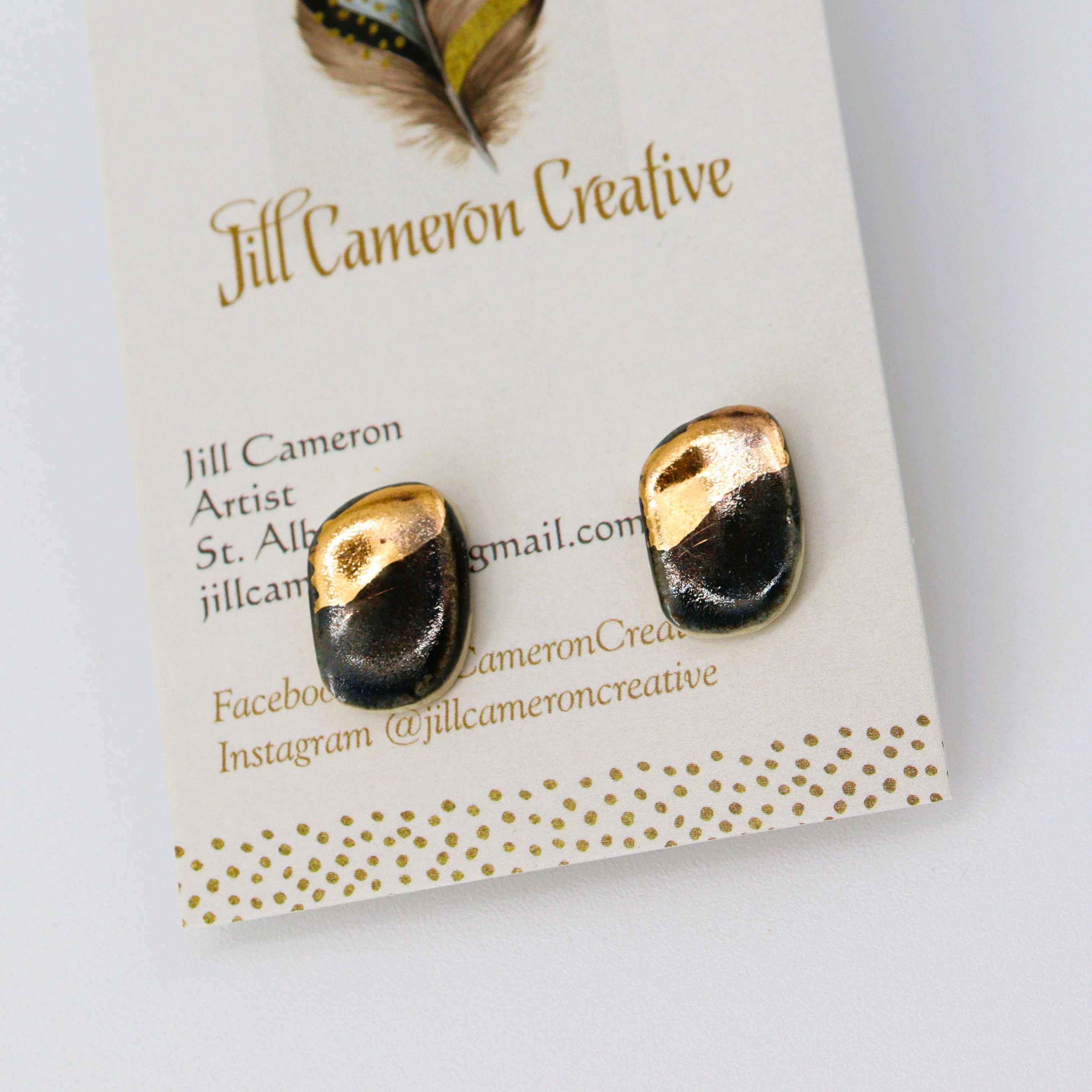 Porcelain Earrings with 22K Gold Accents - Image 3