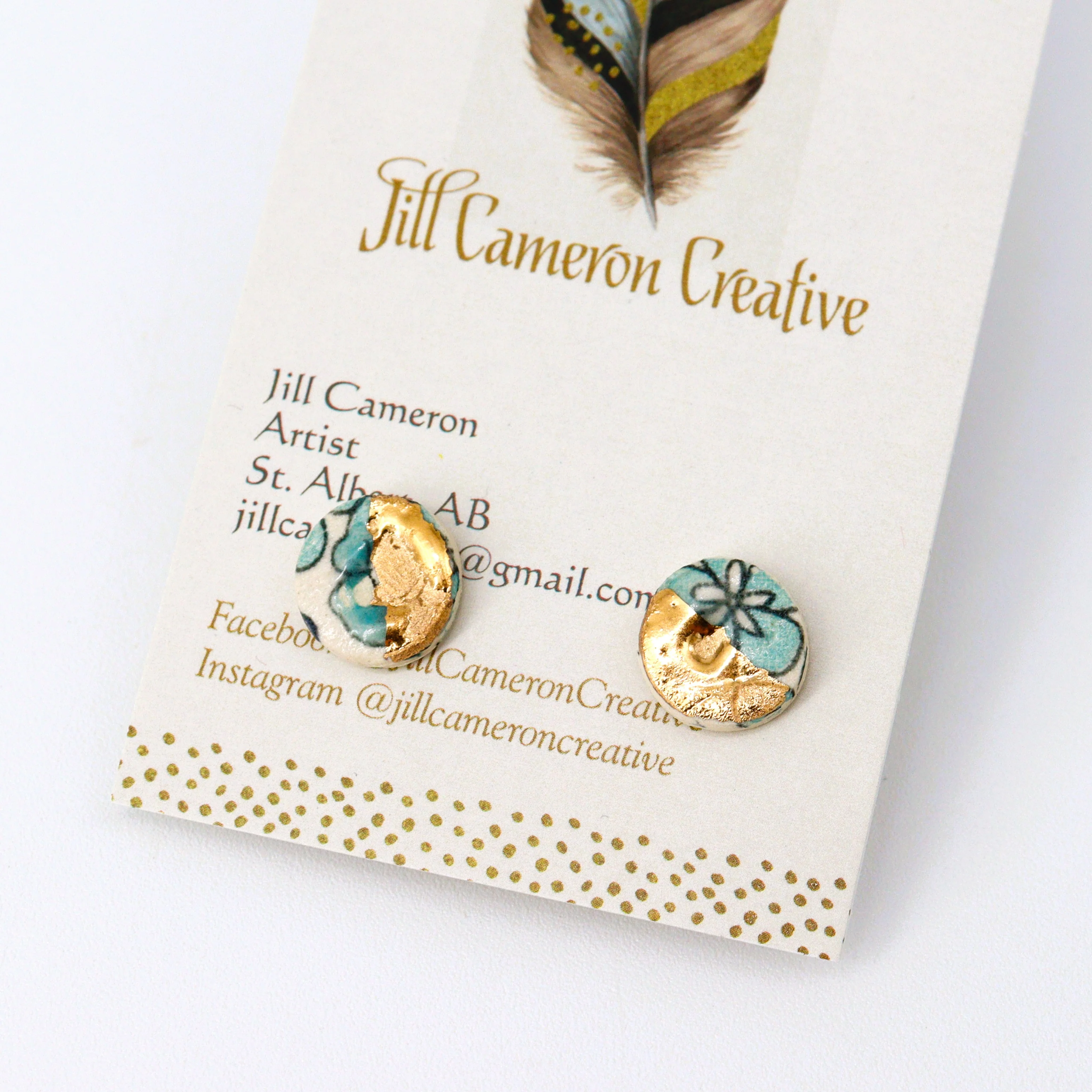 Porcelain Earrings with 22K Gold Accents - Image 6