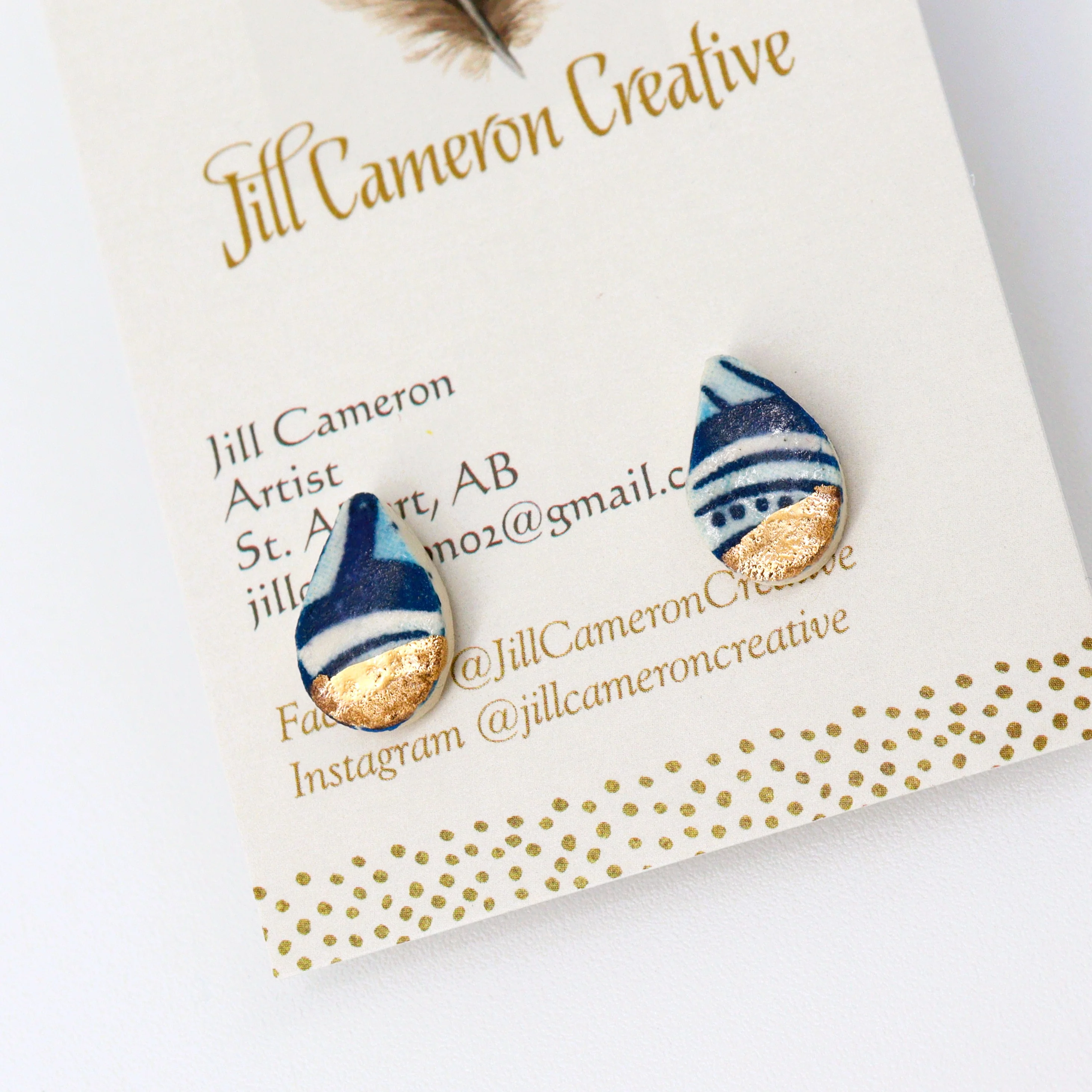 Porcelain Earrings with 22K Gold Accents - Image 9