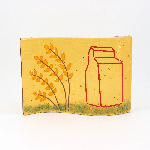 Prairie Grain Elevator Fused Glass Standing Wave