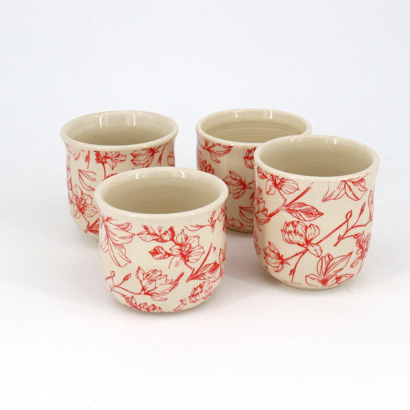 'Red Magnolia' Cup & Platter Set - Image 2