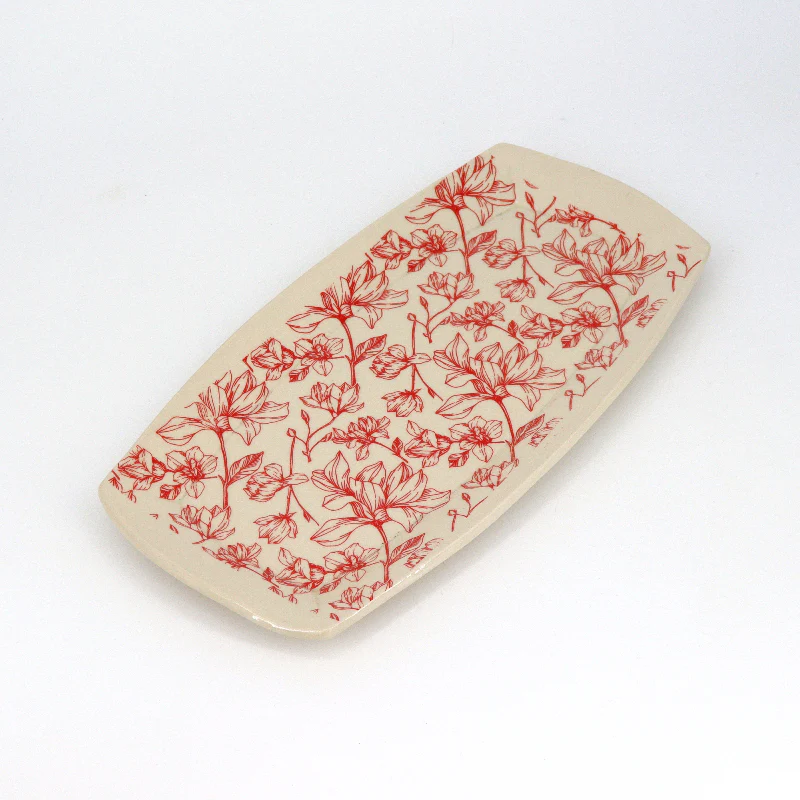 'Red Magnolia' Cup & Platter Set - Image 3