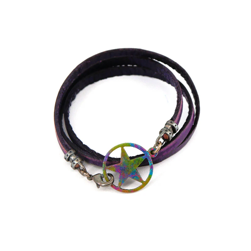'Seeing Stars' Leather Multi Wrap Bracelet/Choker - Image 3