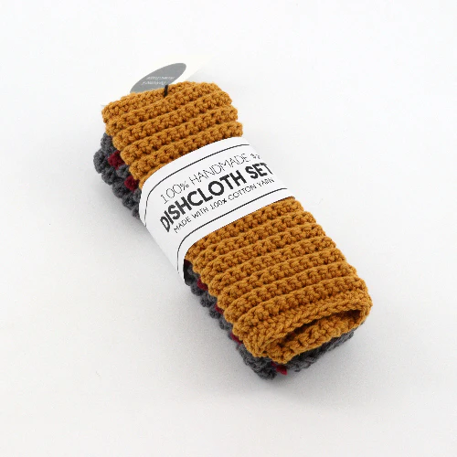 Set of Three Hand Knit Dish Cloths - Image 5