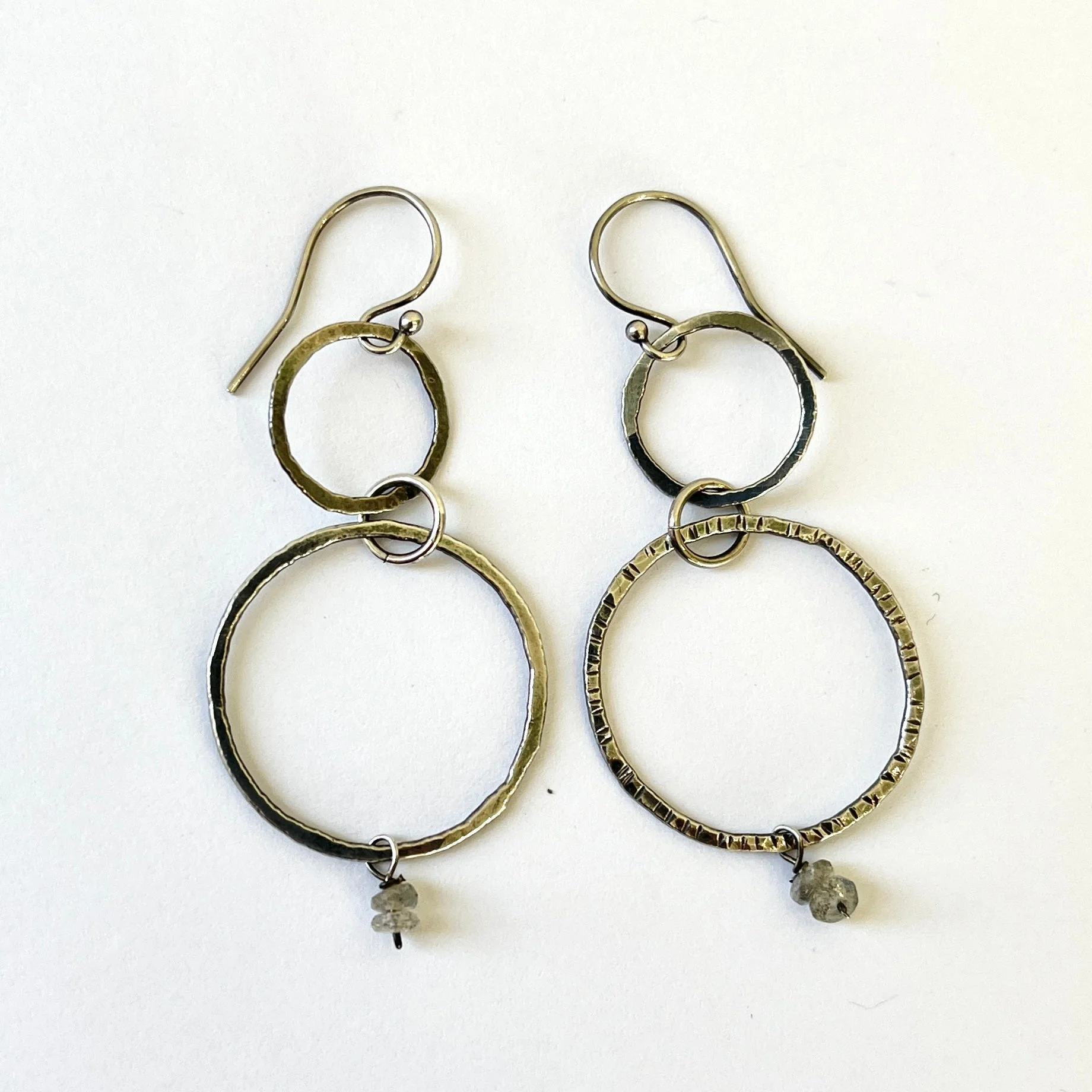 Silver Earrings Labrodite, Pearl, Crystal - Image 4