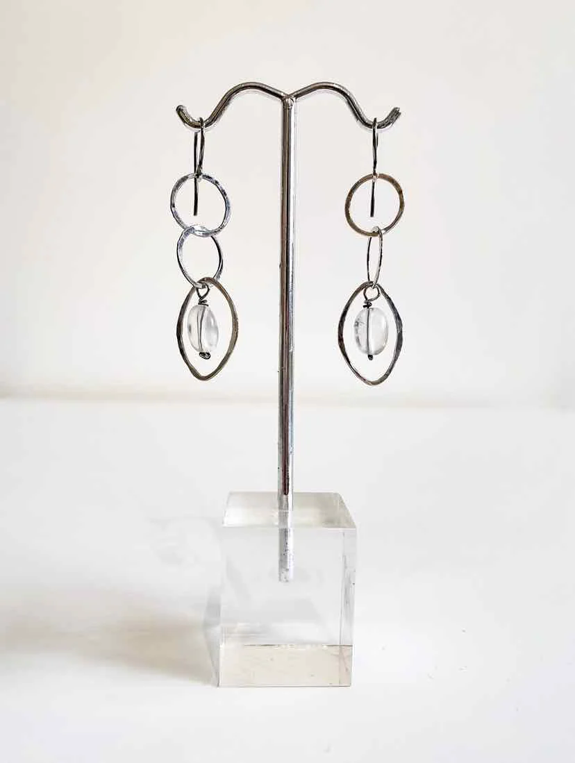 Silver Earrings Silver, Ruby, Labrodite - Image 2