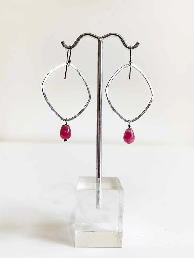 Silver Earrings Silver, Ruby, Labrodite - Image 3