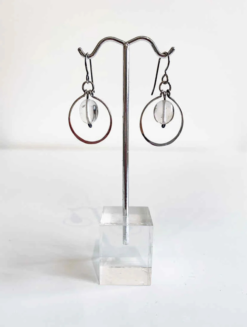Silver Earrings with Mixed Gems - Image 4