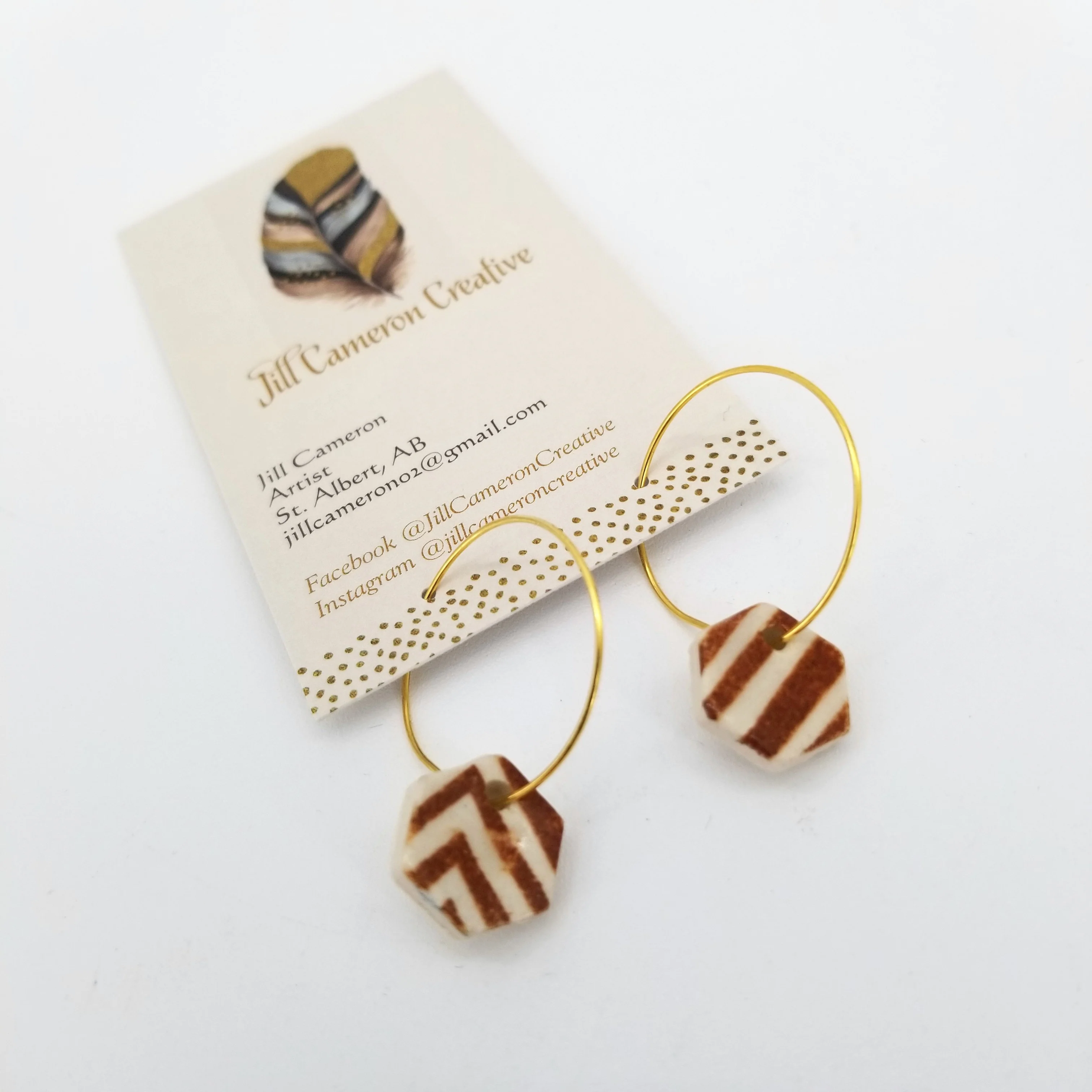 Small Porcelain Charm Hoop Earrings - Image 3