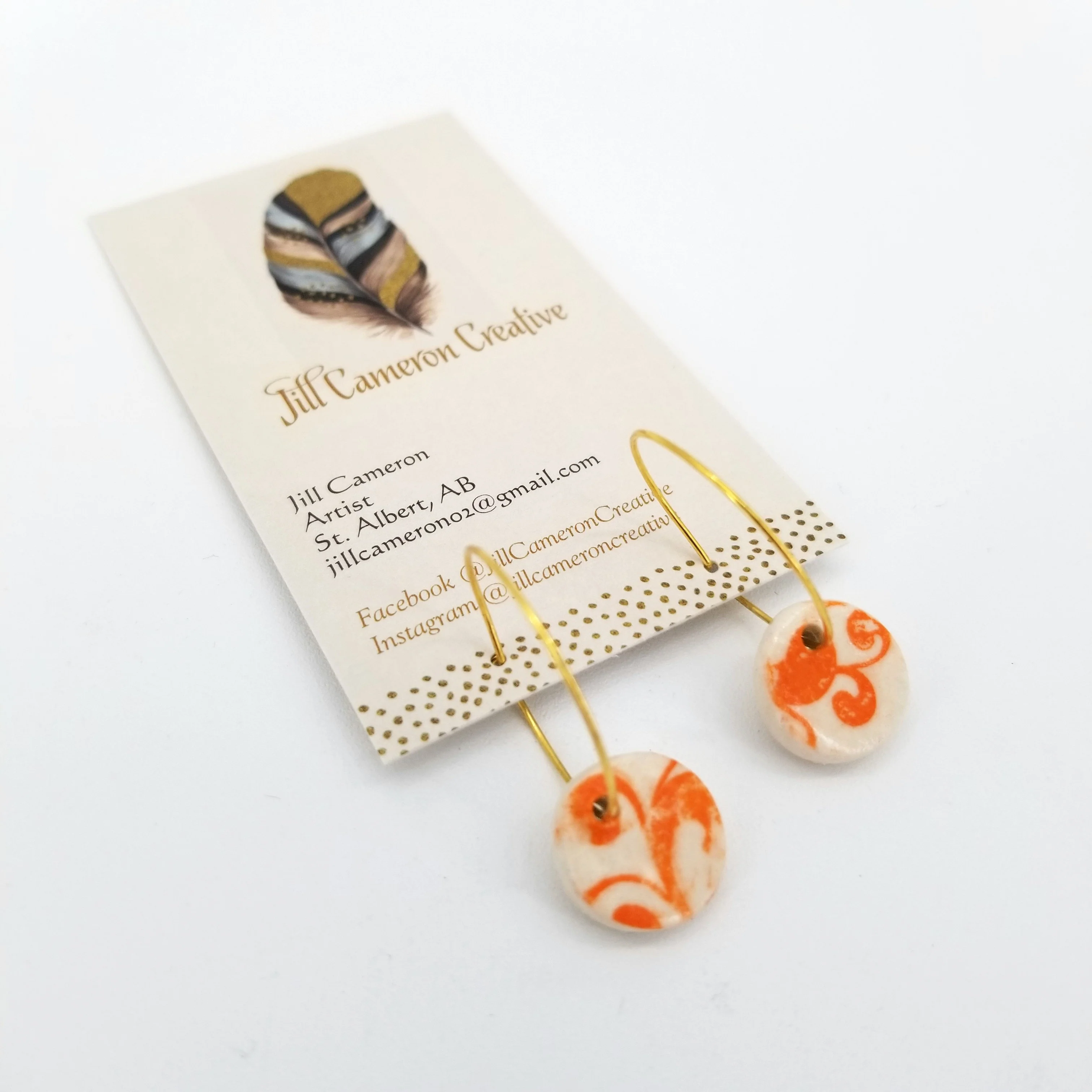 Small Porcelain Charm Hoop Earrings - Image 4