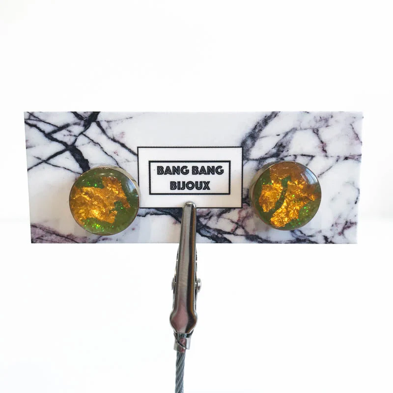 Small Resin and Vintage Glitter Earrings