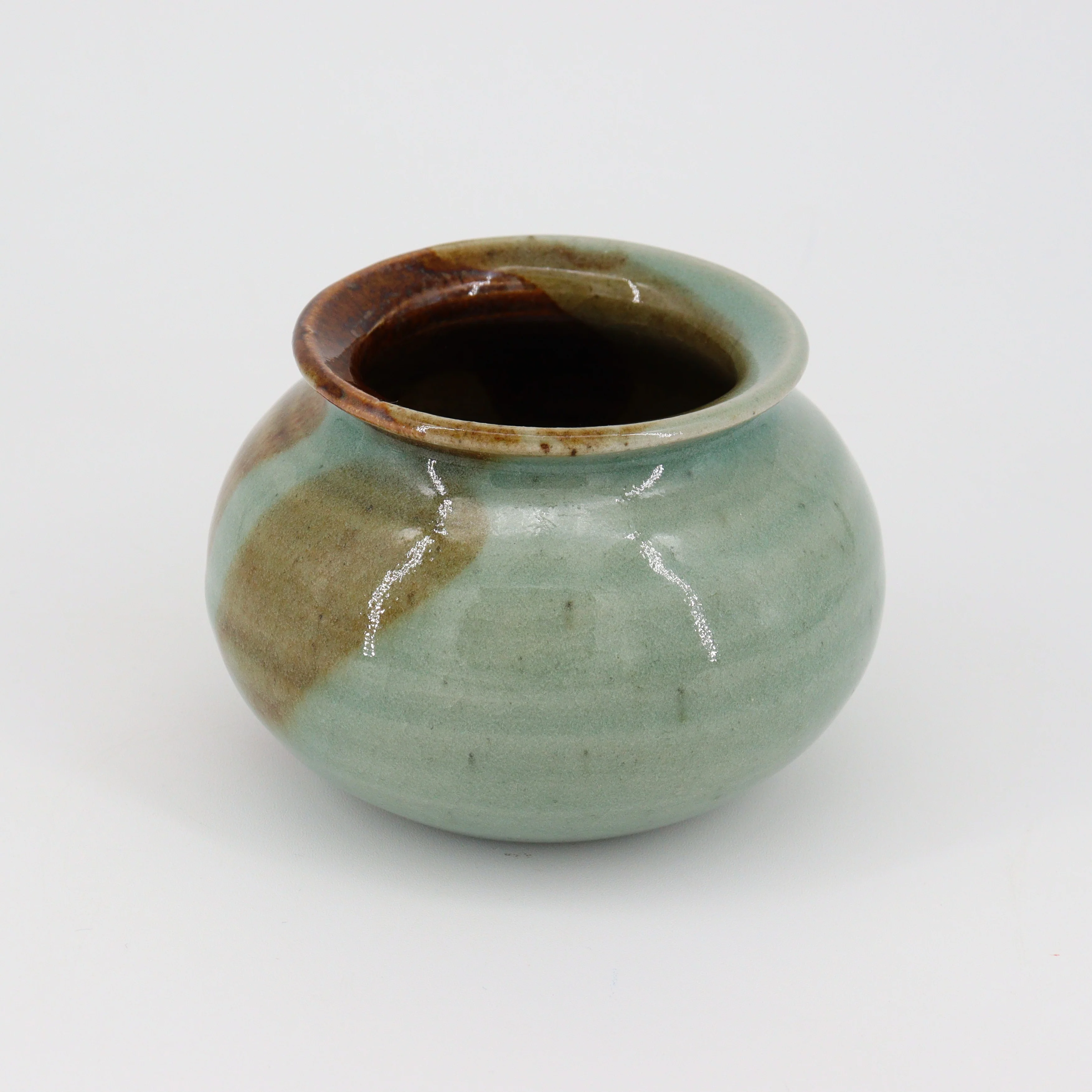 Small Rounded Caledon Green Ceramic Vase - Image 2