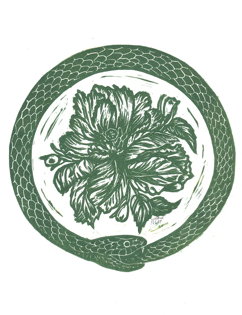 'Snake & Flower' Hand Print