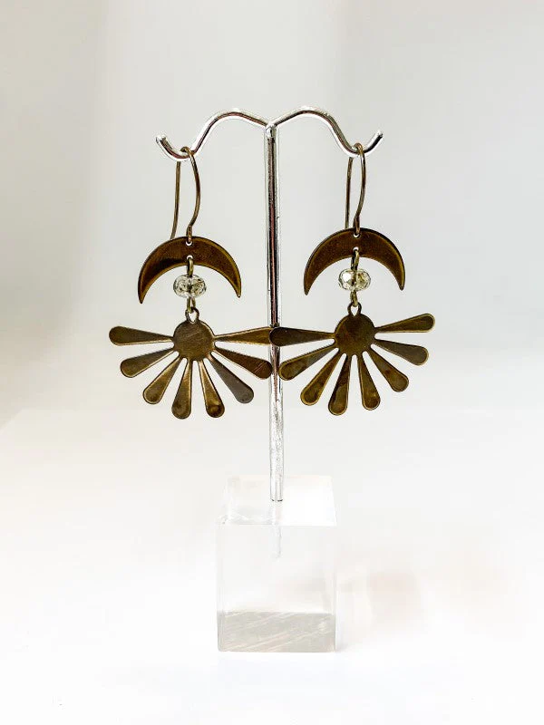 Solstice Moon, Glass Bead & Sun Tangle Earrings