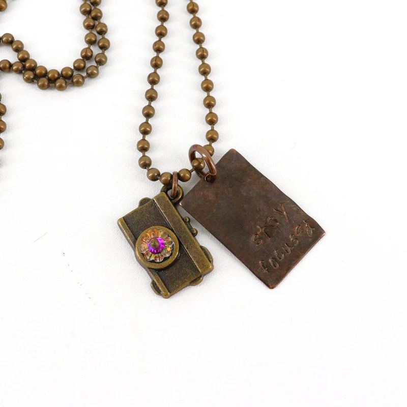 'Stay Focused' Camera Charm Necklace - Image 2