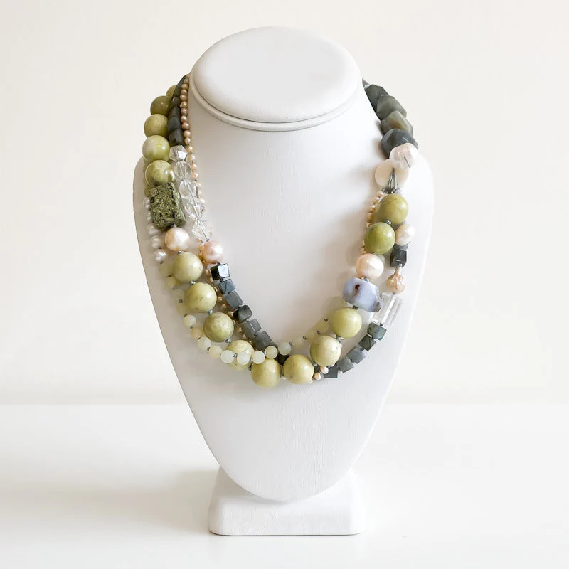 'Pema' Multi Strand Green necklace - Image 2