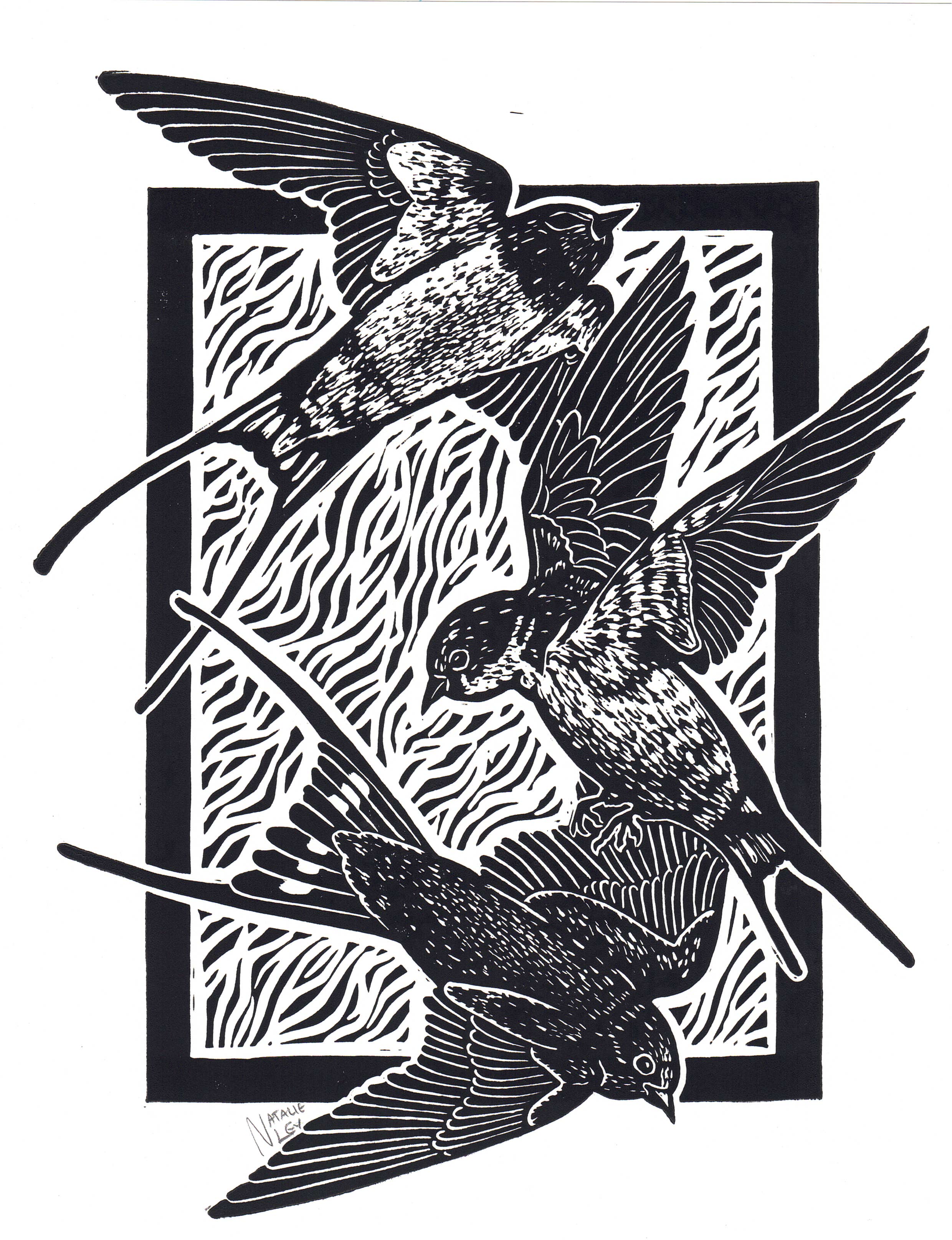 'Three Swallows' Hand Print