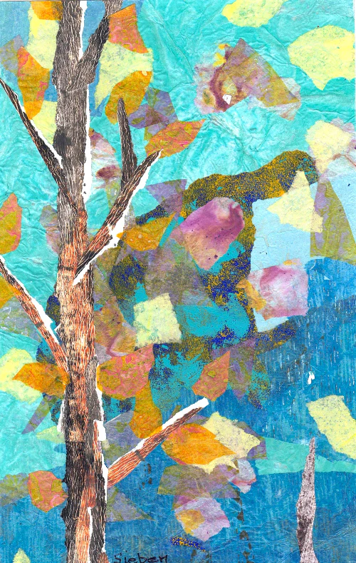 'Trees' Original Collaged Art Card