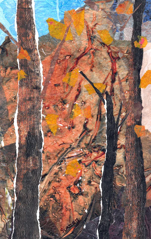 'Trees' Original Collaged Art Card - Image 4