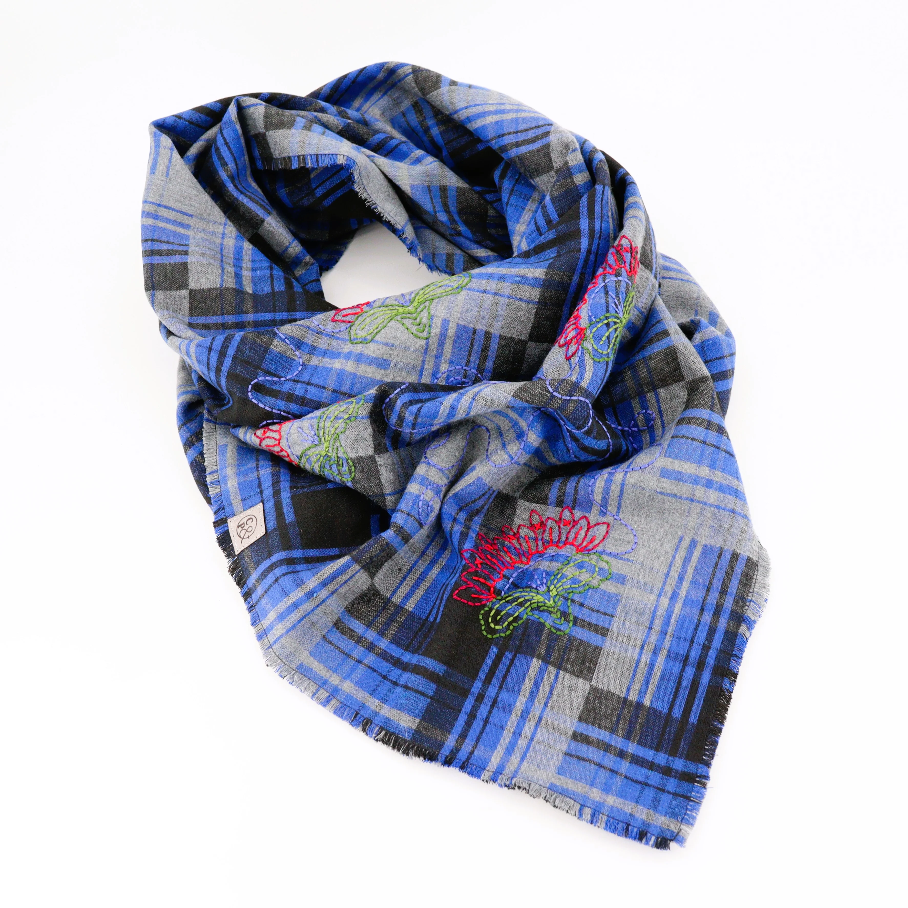 Embroidered Triangle Scarf - Large