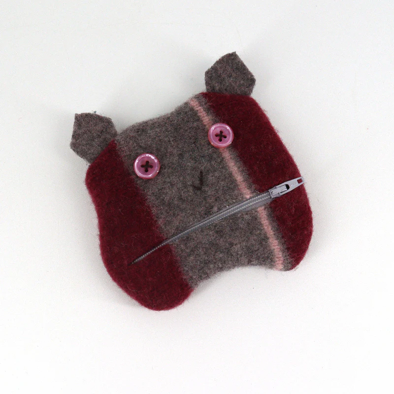 Zippered Upcycled Fabric Mouth Wallet - Image 7